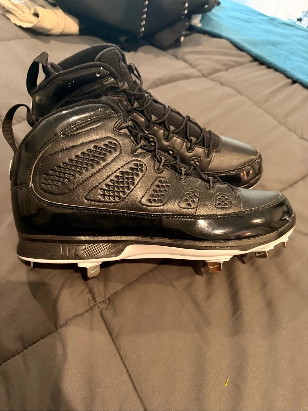 New Jordan 9 Men's Black High-Top Baseball Athletic Cleats